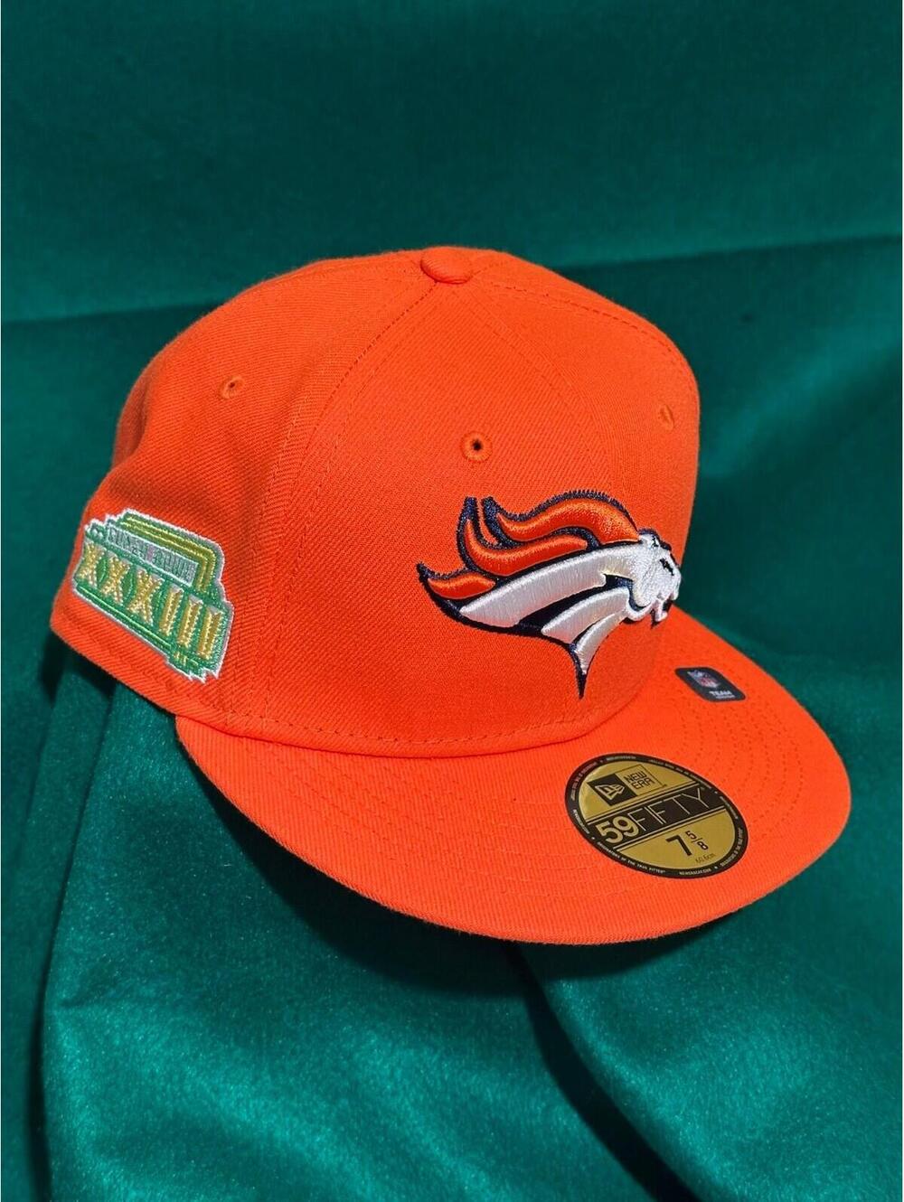Denver Broncos Raised Logo New 59FIFTY Orange/Bright Green UV Fitted 7 5/8 Hat